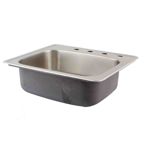 DAX  Single Bowl Top Mount Kitchen Sink, 18 Gauge Stainless Steel, Brushed Finish , 25 x 22 x 8 Inches (DAX-OM-2522)