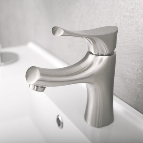 DAX Single Handle Bathroom Faucet, Brass Body, Brushed Finish, 7/16 x 7-1/16 Inches (DAX-1601-BN)