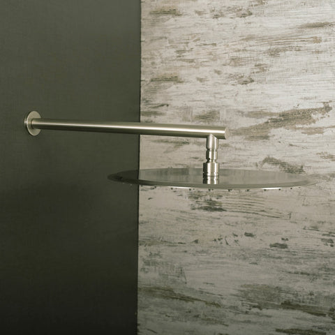 DAX Round Shower Arm, Spout, Brass Body, Wall Mount, Brushed Nickel Finish, 18 Inches (D-F04-18-BN)