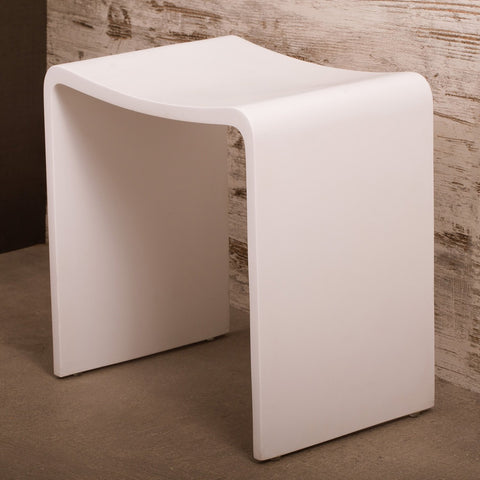 DAX Solid Surface Shower Stool, Standfree, Matte White Finish, 15-3/4 x 17-1/8 x 11-4/5 Inches (DAX-ST-02)