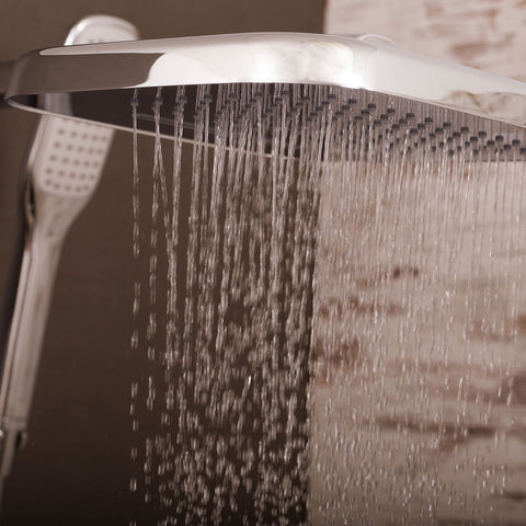 DAX Shower System, Faucet Set, with Square Rain Shower Head and Hand Shower, Wall Mount, Brass Body, Chrome Finish (DAX-8459)