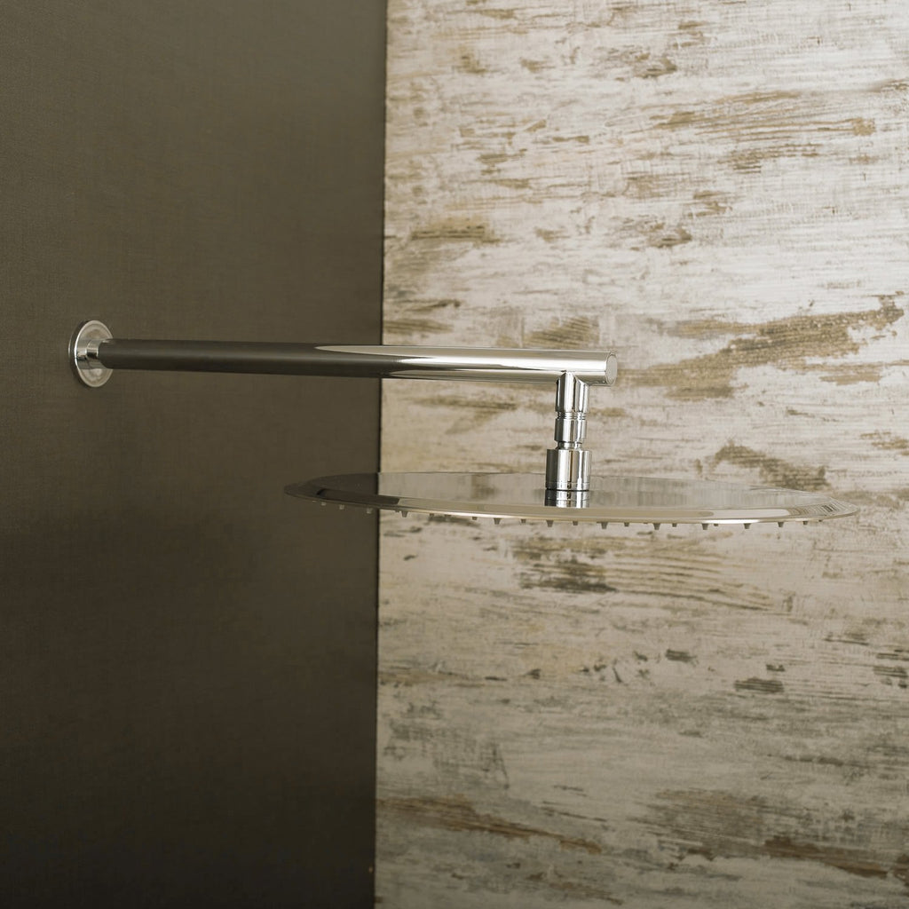 DAX Round Shower Arm, Spout, Brass Body, Wall Mount, Chrome Finish, 18 Inches (D-F04-18-CR)