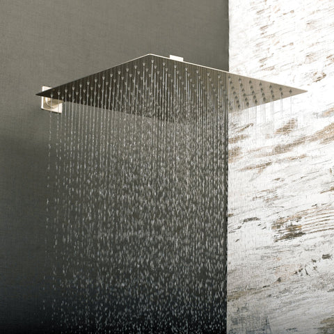 DAX Square Rain Shower Head, Ultra Thin, Brass Body, Brushed Nickel Finish (D-114040-BN)