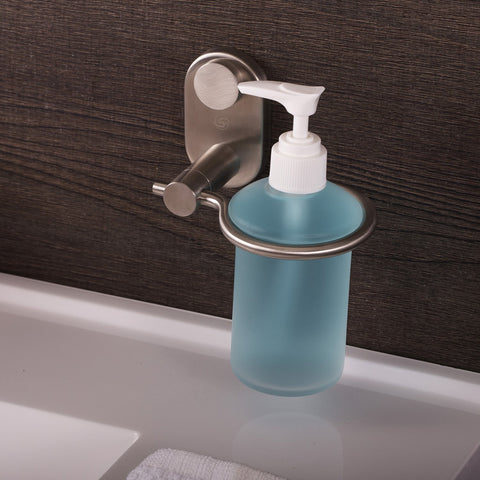 DAX Stainless Steel Soap Dispenser with Glass Bottle, Wall Mount, Polish Finish, 6-1/2 x 4-1/8 x 4-15/16 Inches (DAX-G0213-P)