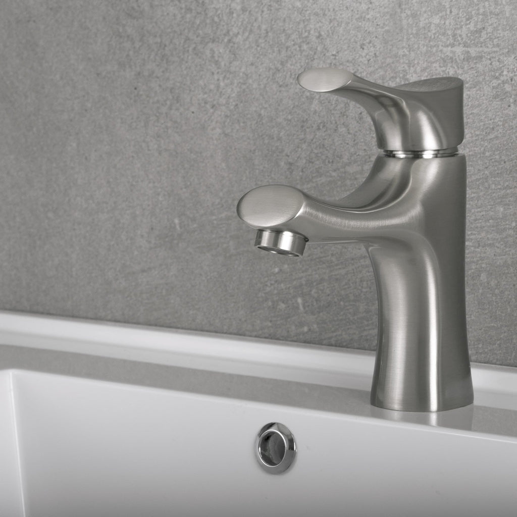 DAX Single Handle Bathroom Faucet, Brass Body, Brushed Finish, 7/16 x 7-1/16 Inches (DAX-1601-BN)