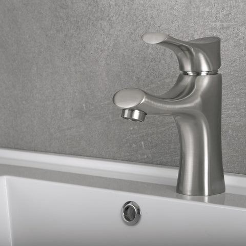 DAX Single Handle Bathroom Faucet, Brass Body, Brushed Finish, 7/16 x 7-1/16 Inches (DAX-1601-BN)