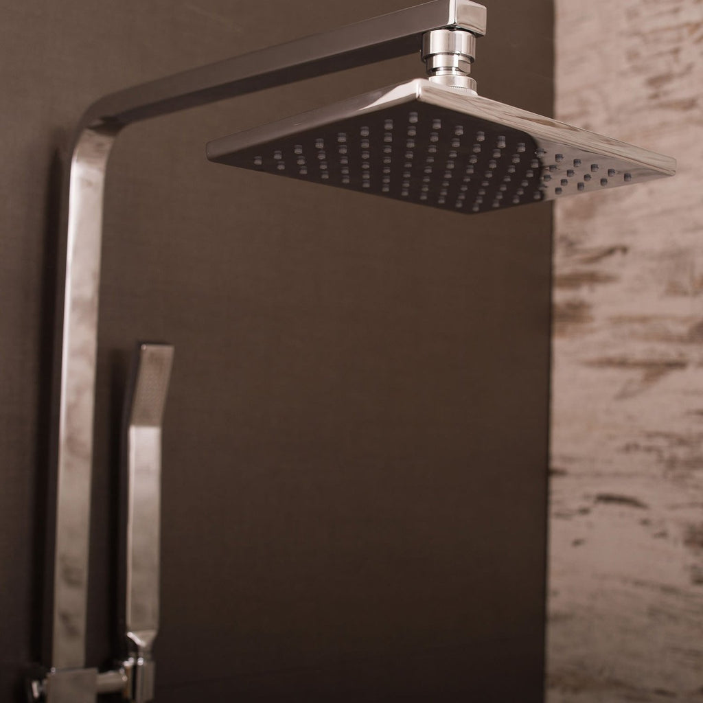 DAX Shower System, Faucet Set, with Square Rain Shower Head and Glide Rail Hand Shower, Wall Mount, Brass Body, Chrome Finish (DAX-8409)