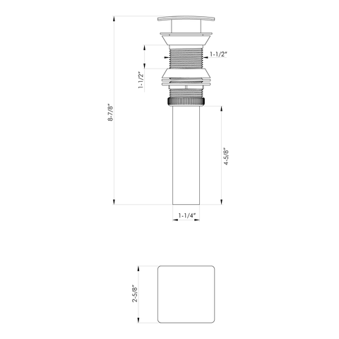 DAX Square Vanity Sink Pop up Drain, Brass Body, Brushed Nickel Finish, 2-5/8 x 8-7/8 Inches (DAX-82010-BN)