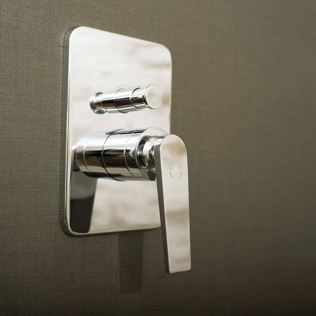 DAX Shower System, Faucet Set, with Square Rain Shower Head and Hand Shower, Wall Mount, Brass Body, Chrome Finish (DAX-8338A)
