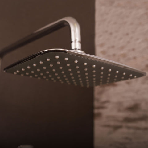 DAX Shower System, Faucet Set, with Square Rain Shower Head, Tub Trim and Glide Rail Hand Shower, Wall Mount, Brass Body, Chrome Finish (DAX-8895)