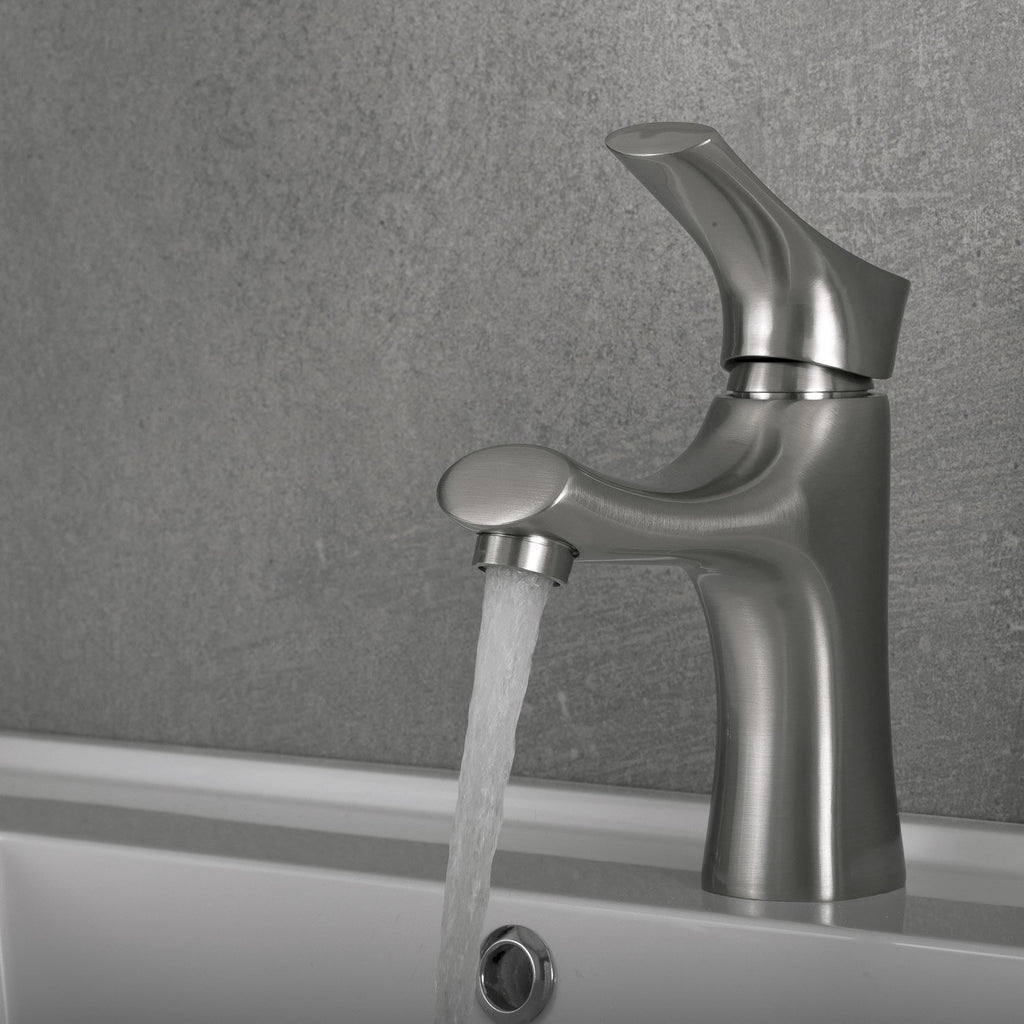 DAX Single Handle Bathroom Faucet, Brass Body, Brushed Finish, 7/16 x 7-1/16 Inches (DAX-1601-BN)