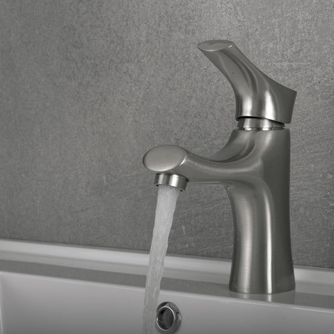DAX Single Handle Bathroom Faucet, Brass Body, Brushed Finish, 7/16 x 7-1/16 Inches (DAX-1601-BN)