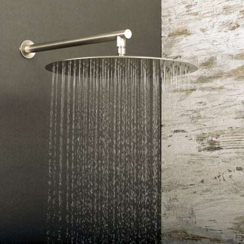 DAX Round Rain Shower Head, Ultra Thin, Brass Body, Brushed Nickel Finish (D-1230-BN)