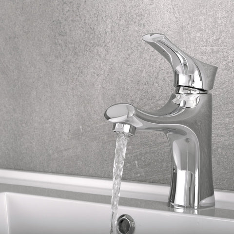 DAX Single Handle Bathroom Faucet, Brass Body, Chrome Finish, 7/16 x 7-1/16 Inches (DAX-1601-CR)