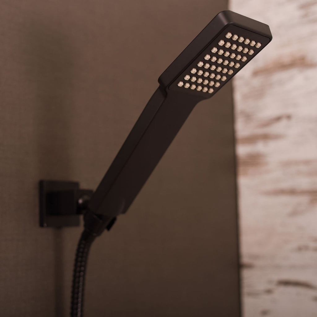 DAX Shower System, Faucet Set, with Shower Tub Trim and Hand Shower, Wall Mount, Brass Body, Black Finish (DAX-8166C-PB)
