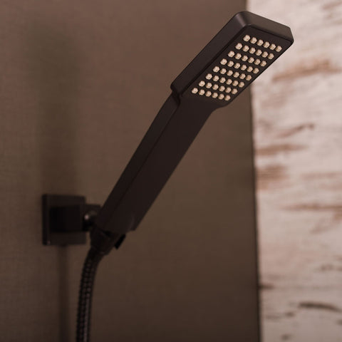 DAX Shower System, Faucet Set, with Shower Tub Trim and Hand Shower, Wall Mount, Brass Body, Black Finish (DAX-8166C-PB)