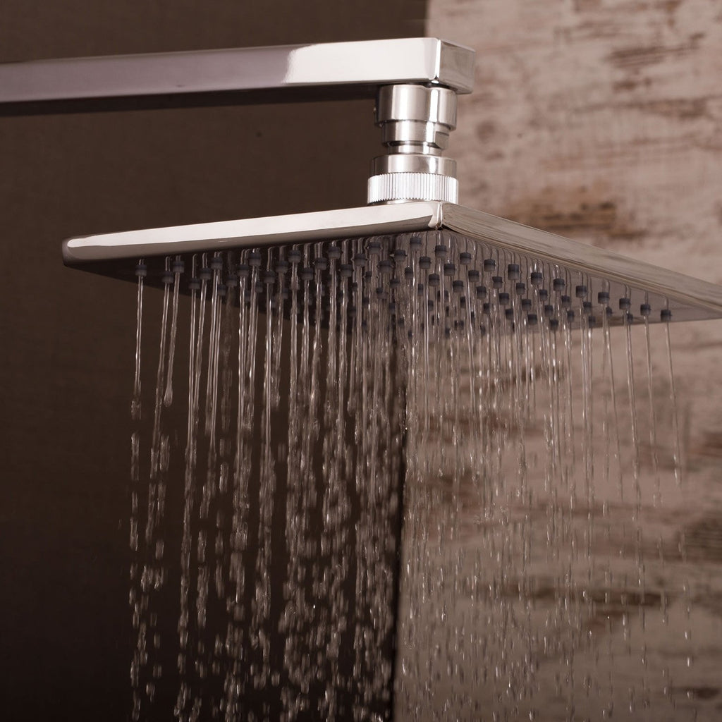 DAX Shower System, Faucet Set, with Square Rain Shower Head and Glide Rail Hand Shower, Wall Mount, Brass Body, Chrome Finish (DAX-8409)