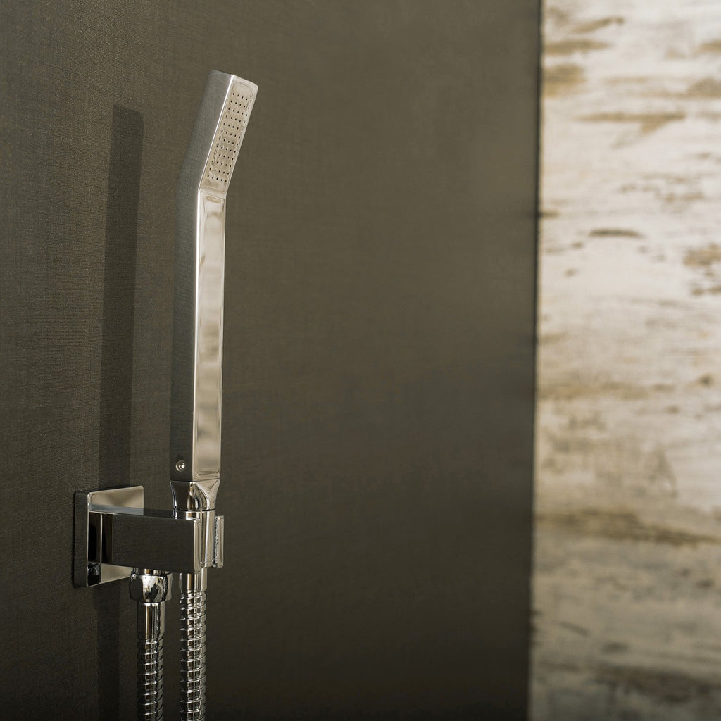 DAX Shower System, Faucet Set, with Square Rain Shower Head and Hand Shower, Wall Mount, Brass Body, Chrome Finish (DAX-8338A)