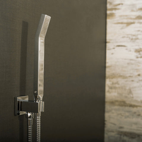 DAX Shower System, Faucet Set, with Square Rain Shower Head and Hand Shower, Wall Mount, Brass Body, Chrome Finish (DAX-8338A)