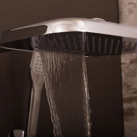 DAX Shower System, Faucet Set, with Square Rain Shower Head and Hand Shower, Wall Mount, Brass Body, Chrome Finish (DAX-8459)