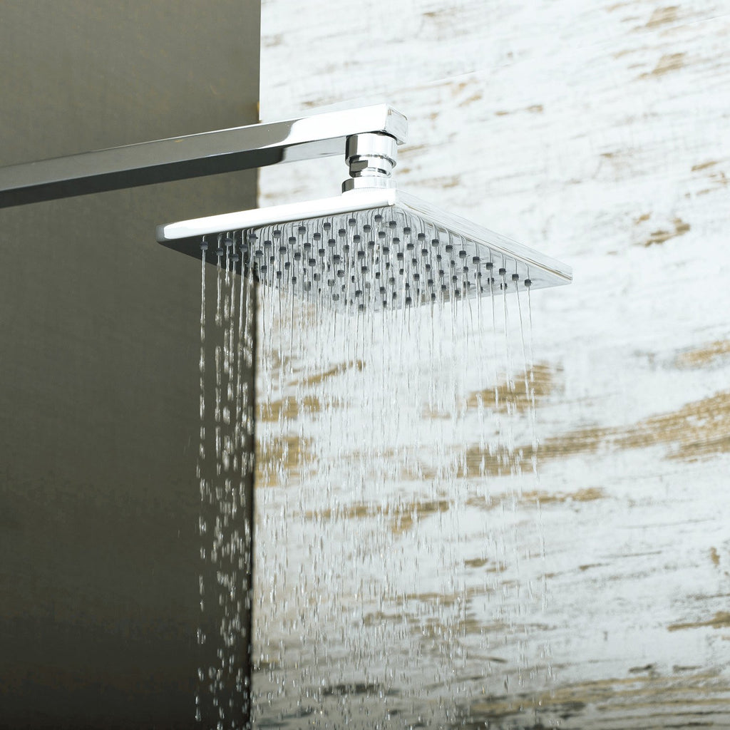 DAX Shower System, Faucet Set, with Square Rain Shower Head and Hand Shower, Wall Mount, Brass Body, Chrome Finish (DAX-8338A)