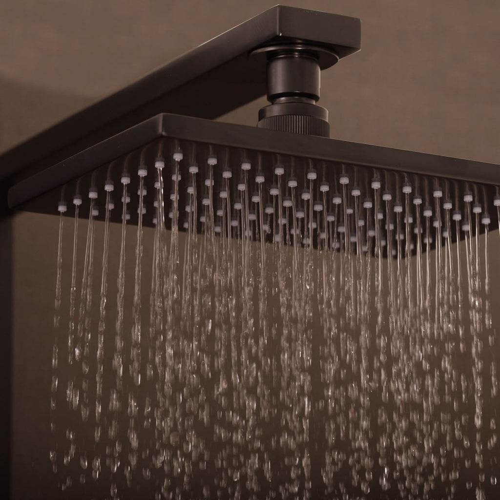 DAX Shower System, Faucet Set, with Shower Tub Trim and Hand Shower, Wall Mount, Brass Body, Black Finish (DAX-8166C-PB)