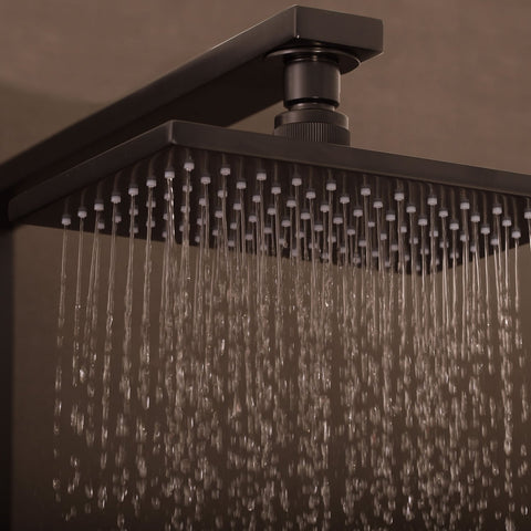 DAX Shower System, Faucet Set, with Shower Tub Trim and Hand Shower, Wall Mount, Brass Body, Black Finish (DAX-8166C-PB)