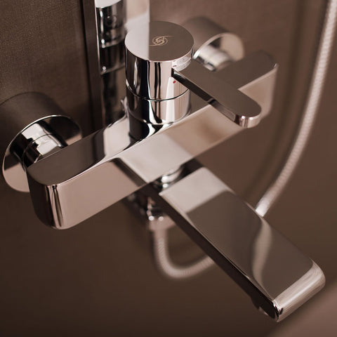 DAX Shower System, Faucet Set, with Shower Tub Trim and Hand Shower, Wall Mount, Brass Body, Chrome Finish (DAX-8166C-CR)