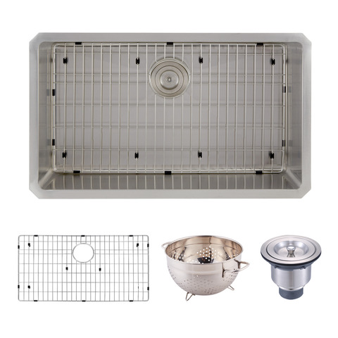 DAX Single Bowl Undermount Kitchen Sink, 16 Gauge Stainless Steel, Brushed Finish , 30 x 9 x 18 Inches (DAX-3018B)