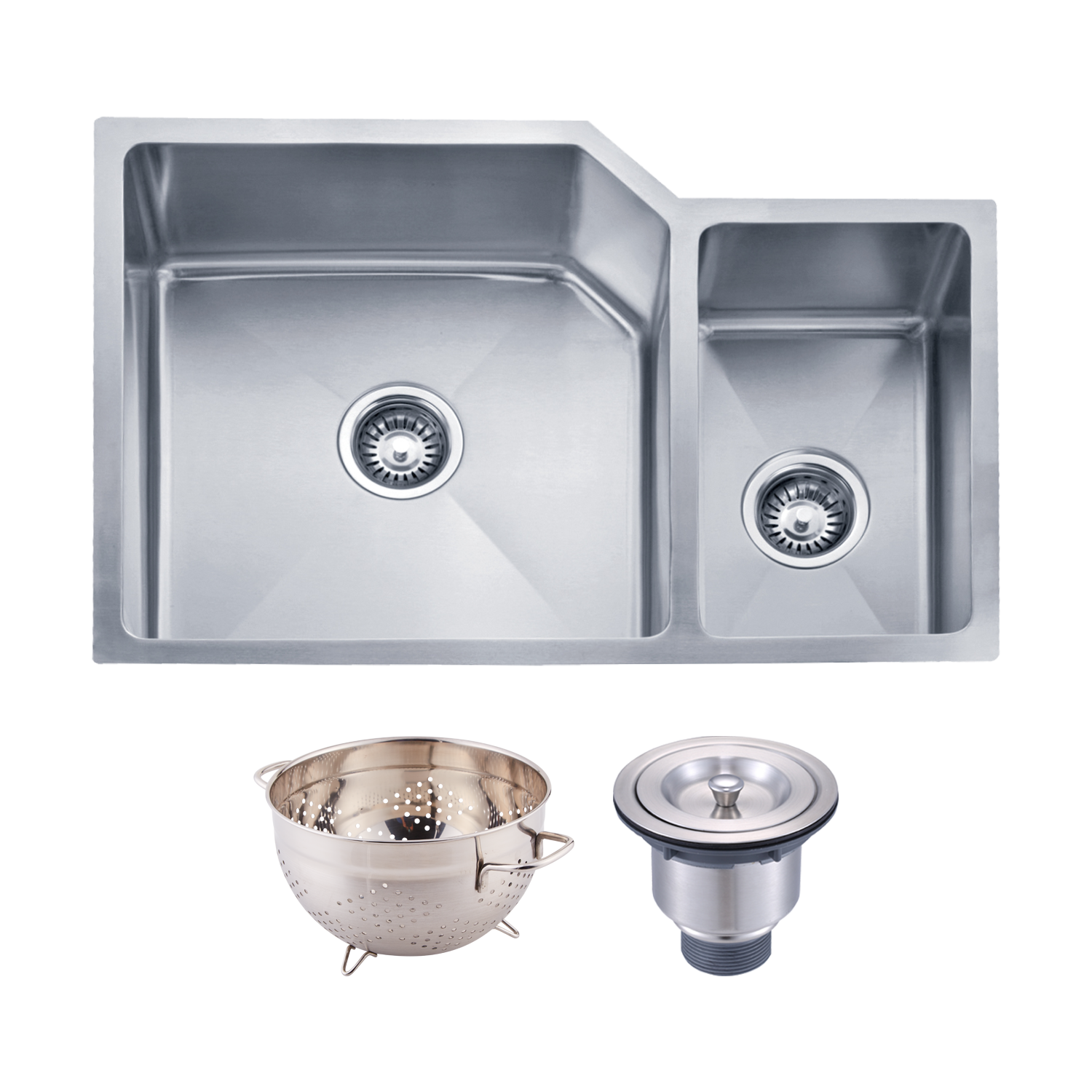 DAX Handmade 70/30 Double Bowl Undermount Kitchen Sink, 16 Gauge Stainless Steel, Brushed Finish, 30 x 20 x 10 Inches (DAX-3020B)