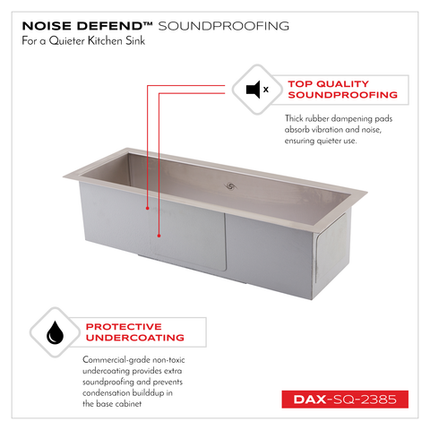 DAX Handmade Top Mount Bar Sink, 16 Gauge Stainless Steel, Brushed Finish, 23 x 8-1/2 x 6 Inches (DAX-SQ-2385)