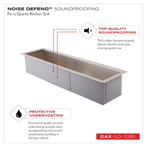 DAX Handmade Undermount Bar Sink, 16 Gauge Stainless Steel, Brushed Finish, 32 x 8-1/2 x 6 Inches (DAX-SQ-3285)