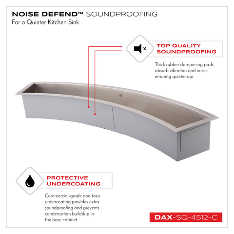 DAX Handmade Undermount Bar Sink, 16 Gauge Stainless Steel, Brushed Finish, 45 x 8-1/2 x 6 Inches (DAX-SQ-4512-C)